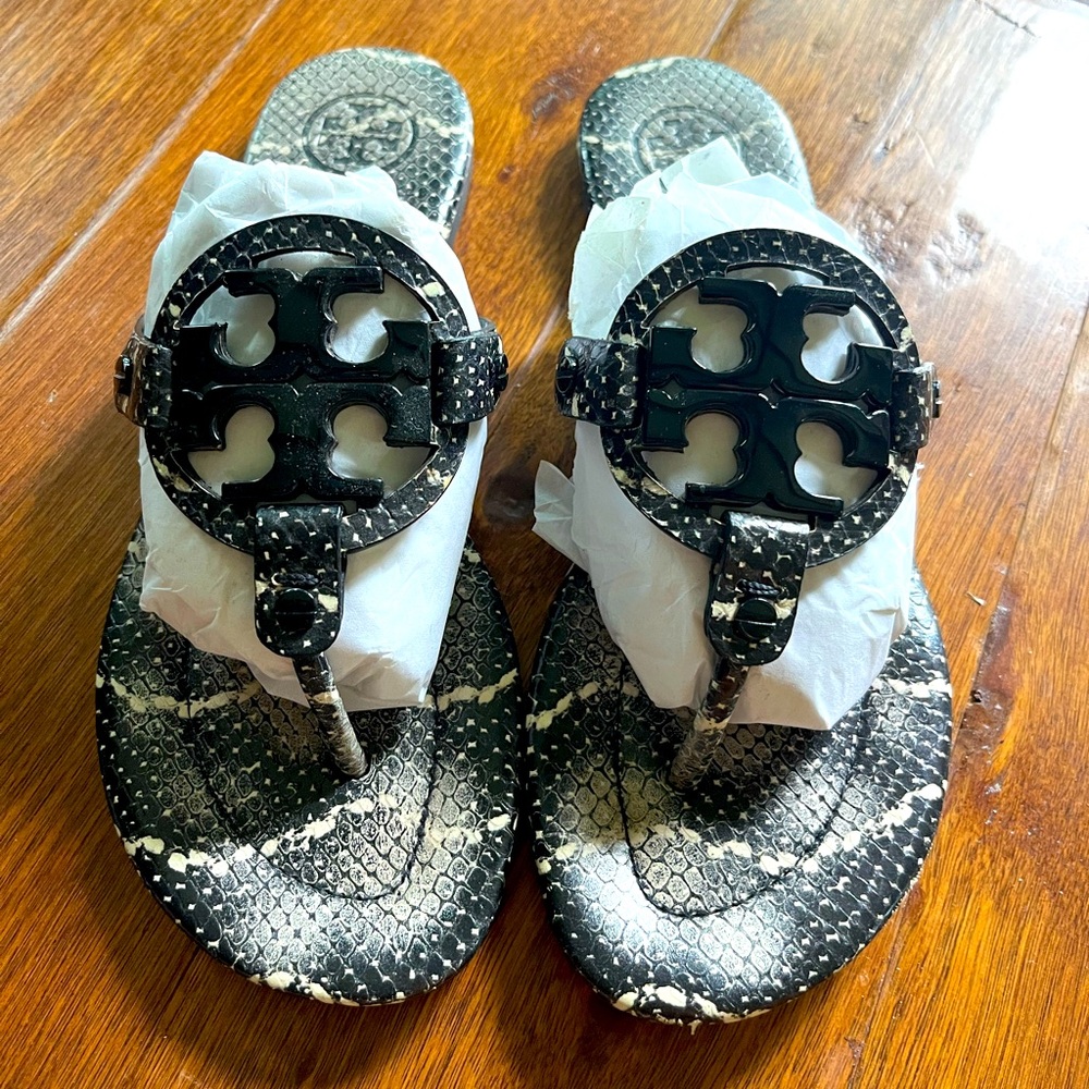 Tory Burch snake print Miller sandals